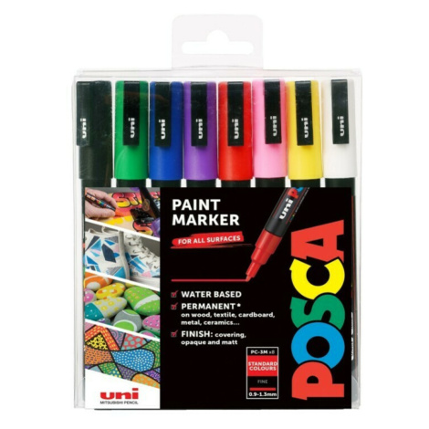 Akrylový fix Posca, sada 8ks, základní barvy PC-3M