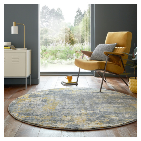 Kusový koberec Cocktail Wonderlust Grey/Ochre kruh Kruh Ø 160 cm Flair Rugs