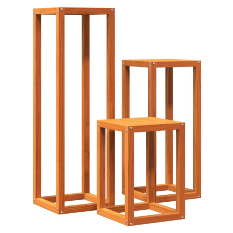 vidaXL Stojany na rostliny 3 ks voskově hnědé masivní borovice