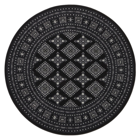 Nouristan - Hanse Home koberce Kruhový koberec Mirkan 104109 Black - 160x160 (průměr) kruh cm