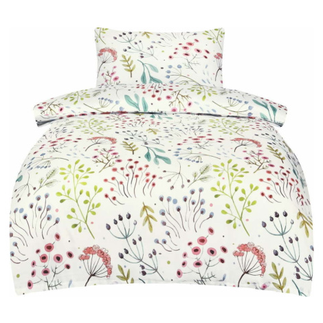 Bílé povlečení na jednolůžko z bavlněného saténu 140x200 cm Jasmine – My House