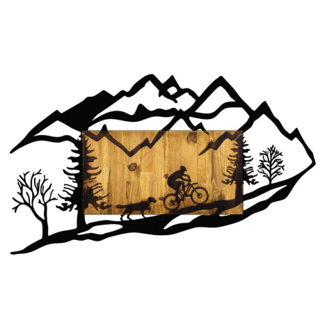 Wallity Decorative Wooden Wall Accessory Bicycle Riding in Nature 1 Walnut Black