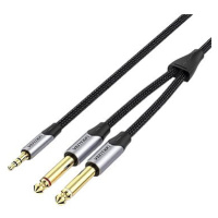 Vention Cotton Braided 3.5mm Male to 2*6.5mm Male Audio Cable 1.5m Gray Aluminum Alloy Type