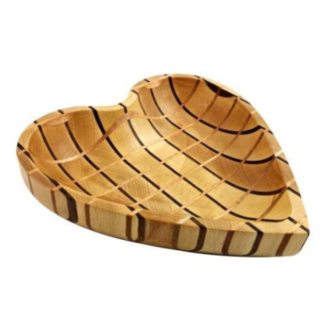 Miska tvar srdce dekor mozaika dřevo přírodní 25cm AMADEA