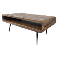 Estila Designový konferenční stolek Alpha z hnědého sheeshamového dřeva s úložným prostorem 90 c
