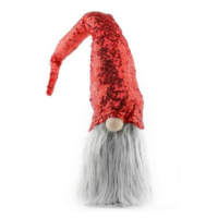 Červený vánoční trpaslík s flitrovanou čepicí