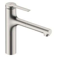 Dřezová baterie Hansgrohe Zesis s vytahovací sprškou, 2 proudy nerez 74801800