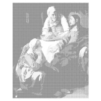 Tečkování - KRISTUS U MARIE A MARTY (J. VERMEER) Rozměr: 80x100 cm, Rámování: vypnuté plátno na 