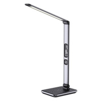 IMMAX LED stolní lampička Heron 2, sklápěcí rameno, stmívatelná, Qi nabíjení, 25W, 504lm, stříbr