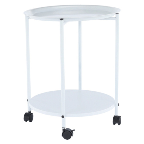 Bílý příruční stolek s kolečky DERIN Tempo Kondela