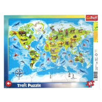 Puzzle Mapa světa se zvířátky