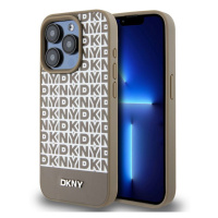 Pouzdro DKNY PU Leather Repeat Pattern Bottom Stripe MagSafe zadní kryt Apple iPhone 15 PRO Brow