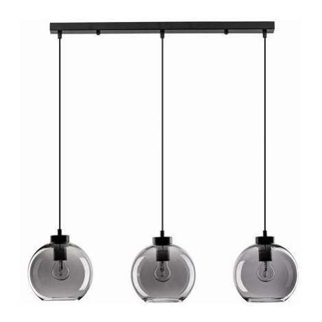 Nova Luce Závěsné svítidlo PALMER kouřové sklo černý kabel černá kovová základna E27 3x12W