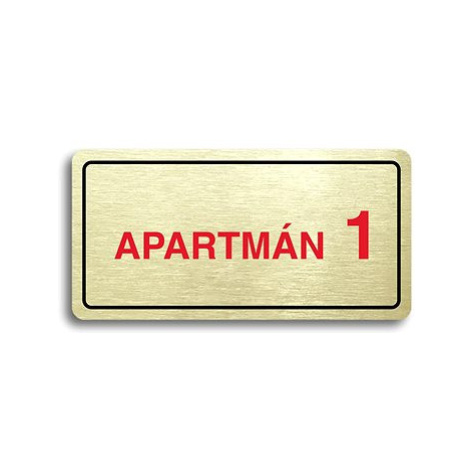 Accept Piktogram "APARTMÁN 1 II" (160 × 80 mm) (zlatá tabulka - barevný tisk)