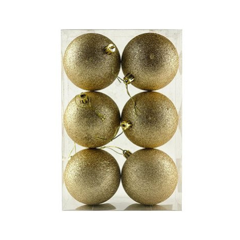 DECOLED Plastové koule, prům. 8 cm, šampaň, 6× glitter