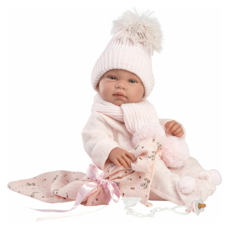 Llorens 84338 NEW BORN DÍVKO- realistická panenka miminko s celovinylovým tělem - 43 cm