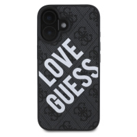 Zadní kryt Guess PU Leather 4G Big Love Logo MagSafe pro Apple iPhone 16, černá