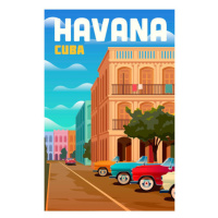 Ilustrace Havana, Cuba. Vector travel poster., Mikalai Manyshau, 26.7 × 40 cm