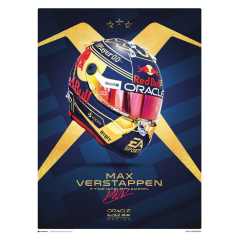Umělecký tisk Max Verstappen - Helmet World Champion 2023, (30 x 40 cm) Pyramid