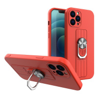 Silikonové pouzdro s kovovým kroužkem na iPhone 11 Pro red