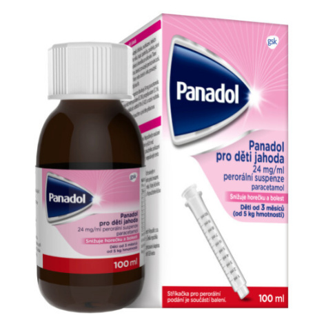 Panadol pro děti 24mg/ml Jahoda sirup ke snížení horečky u dětí 100 ml