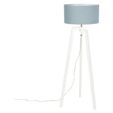 Stojací lampa stativ bílé dřevo s minerálním odstínem 50 cm - Puros QAZQA
