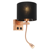 Nástěnná lampa ve stylu art deco měděná s černým odstínem - Brescia