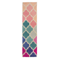 Flair Rugs koberce Ručně všívaný běhoun Illusion Rosella Pink/Blue - 60x230 cm