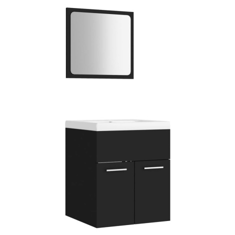 vidaXL Set koupelnového nábytku černý dřevotříska