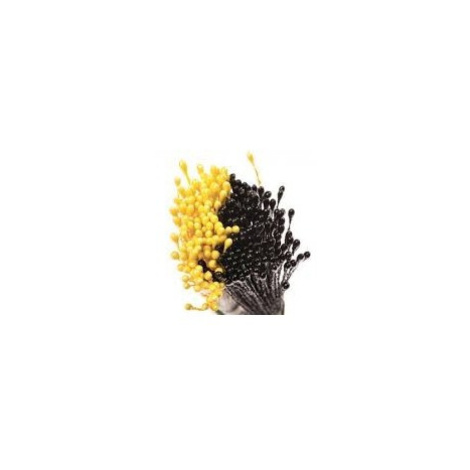 Decora květinové pestíky - střední - perleťové tm.žluté / černé  288ks