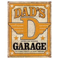 Plechová cedule Dad's Garage, 31.5x40 cm