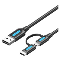 USB 2v1 USB 2.0 na USB-C/Micro-B USB kabel Vention CQDBF, 1m (černý)