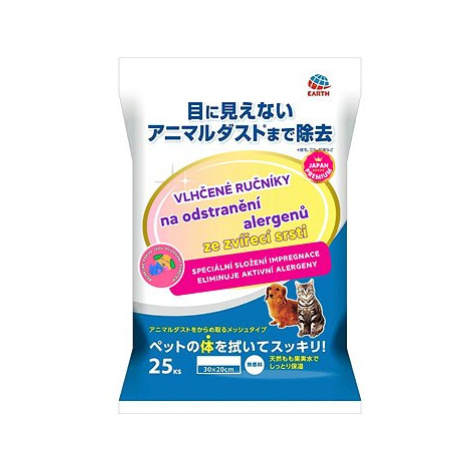 Japan Premium prostředek na odstranění alergenů ve formě vlhčených ručníků, 25 ks, 20 × 30 cm