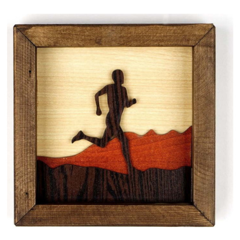 Dřevěný obraz Kate Louise Running Man, 16 x 16 cm