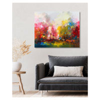 Obrazy na stěnu - Abstrakt - barevný les u vody Rozměr: 40x50 cm, Rámování: vypnuté plátno na rá