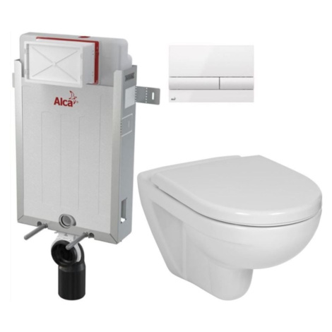 ALCADRAIN Renovmodul předstěnový instalační systém s bílým tlačítkem M1710 + WC JIKA LYRA PLUS +