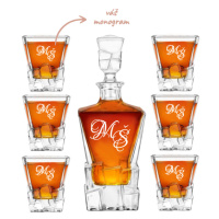 Dekorant Bohemia Jihlava křišťálový whisky set Crack 1+6 MONOGRAM