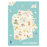 Ilustrace San Francisco illustrated map with landmarks, undefined undefined, 26.7 × 40 cm