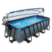 Bazén s krytem a pískovou filtrací Stone pool Exit Toys ocelová konstrukce 400*200*100 cm šedý o