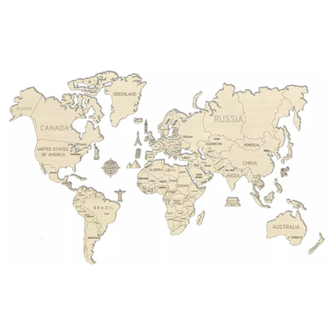 WOODEN CITY Dřevěná mapa světa velikost XL (120x80cm)
