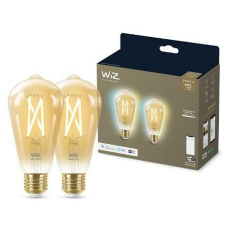 WiZ SET 2x LED žárovka E27 ST64 Filmant amber 6,7W (50W) 640lm 2000-5000K IP20, stmívatelné