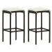 Barové stoličky s poduškami 2 ks hnědé polyratan