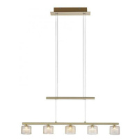 PAUL NEUHAUS LED závěsné svítidlo, 5 ramenné, matná mosaz, nastavitelná výška, nad jídelní stůl 