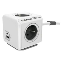 Cubenest Powercube Extended USB PD 20W, A+C, 4x zásuvka, 1,5m, bílá/šedá