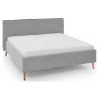 Světle šedá čalouněná dvoulůžková postel s úložným prostorem s roštem 160x200 cm Riva – Meise Mö