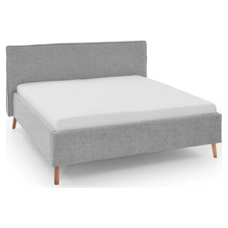 Světle šedá čalouněná dvoulůžková postel s úložným prostorem s roštem 160x200 cm Riva – Meise Mö Meise Möbel