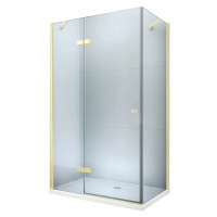 MEXEN/S Roma sprchový kout otevírací 70x100, sklo transparent, zlatá + vanička 854-070-100-50-00