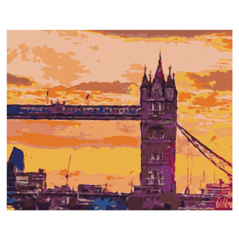 Malování podle čísel - LONDÝNSKÝ TOWER BRIDGE PŘI ZÁPADU SLUNCE Rozměr: 80x100 cm, Rámování: bez