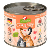 GranataPet pro kočky – Delicatessen konzerva telecí maso a králík 6× 200 g