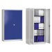 mauser Ocelová skříň s otočnými dveřmi, 4 police, hloubka 600 mm, světle šedá / ultramarínově mo